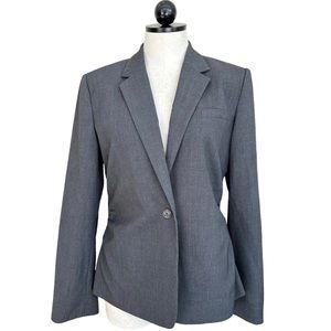 Calvin Klein Gray Career Blazer Single Button Ruched Sides Size 10